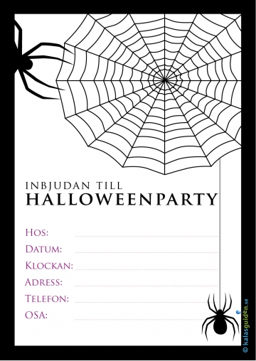 Inbjudan till halloweenparty - spindel