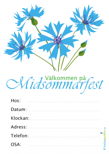 Inbjudningskort Välkommen på midsommarfest