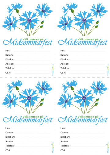 Inbjudningskort Välkommen på midsommarfest