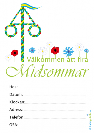 Inbjudningskort Välkommen att fira midsommar