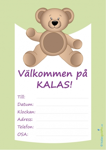 inbjudningskort nalle